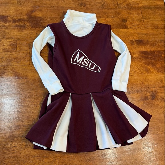 Little Kings Other - Vintage Little Kings girls MSU maroon white 2 pc cheerleader outfit dress size 7